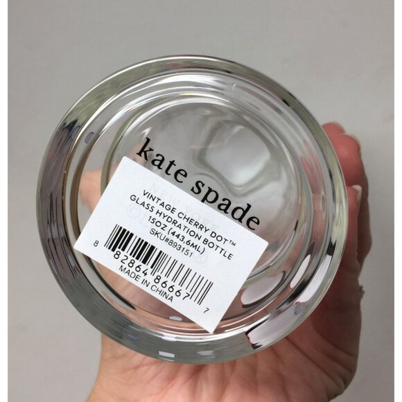 Kate Spade Vintage Cherry Dot Glass Hydration Water Bottle 15 oz - Picture 4 of 8